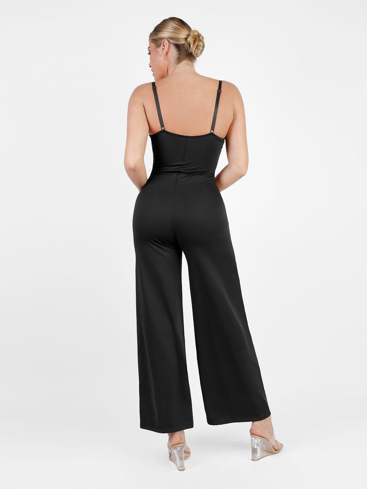 Shapewear Lace Deep V-Neck Sculpting Wide Leg Jumpsuit For Insiders