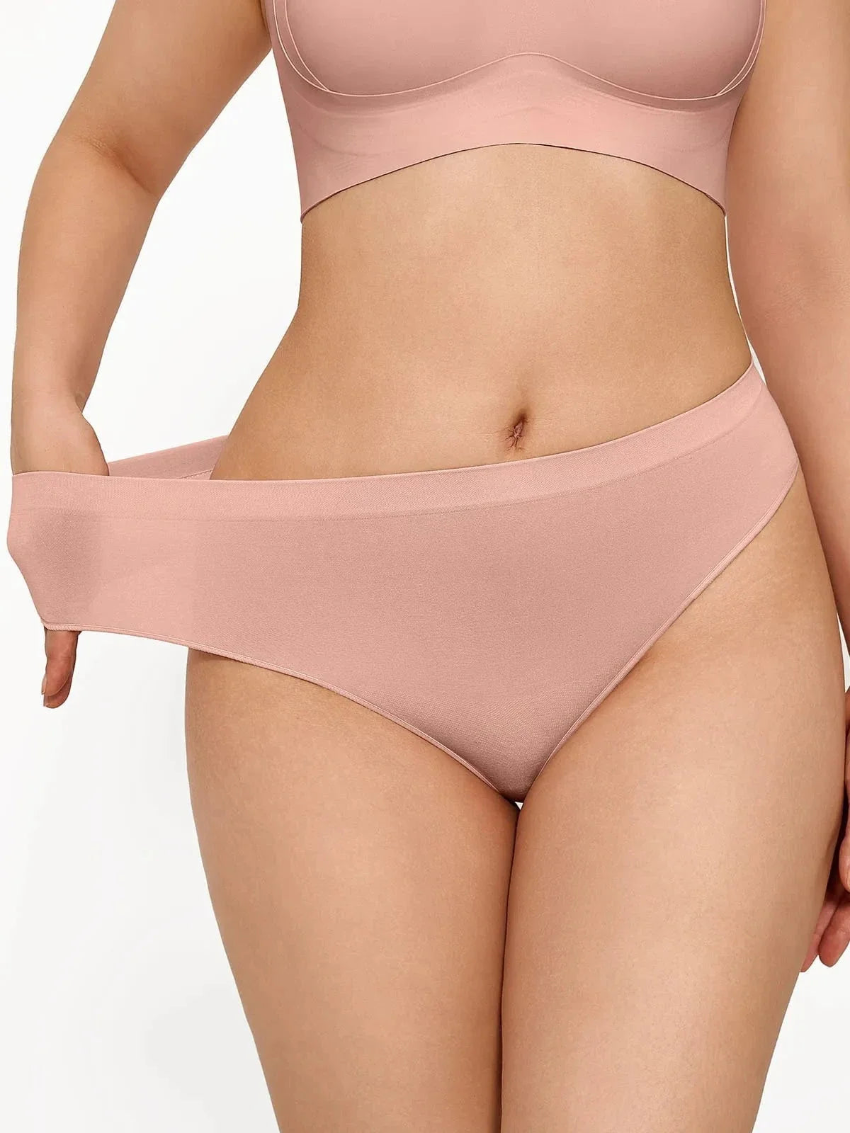 Seamless Solid Mid-Rise Thong Brief