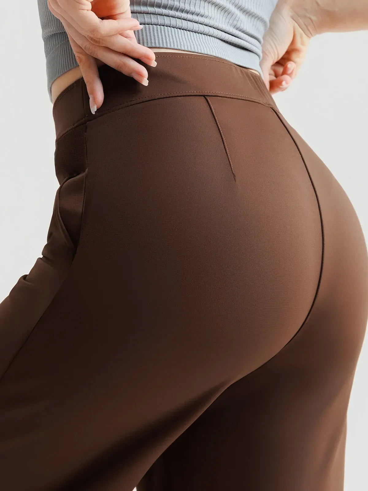 Shapewear Stretch Knit High-Waisted Tummy Control Wide Leg Trousers