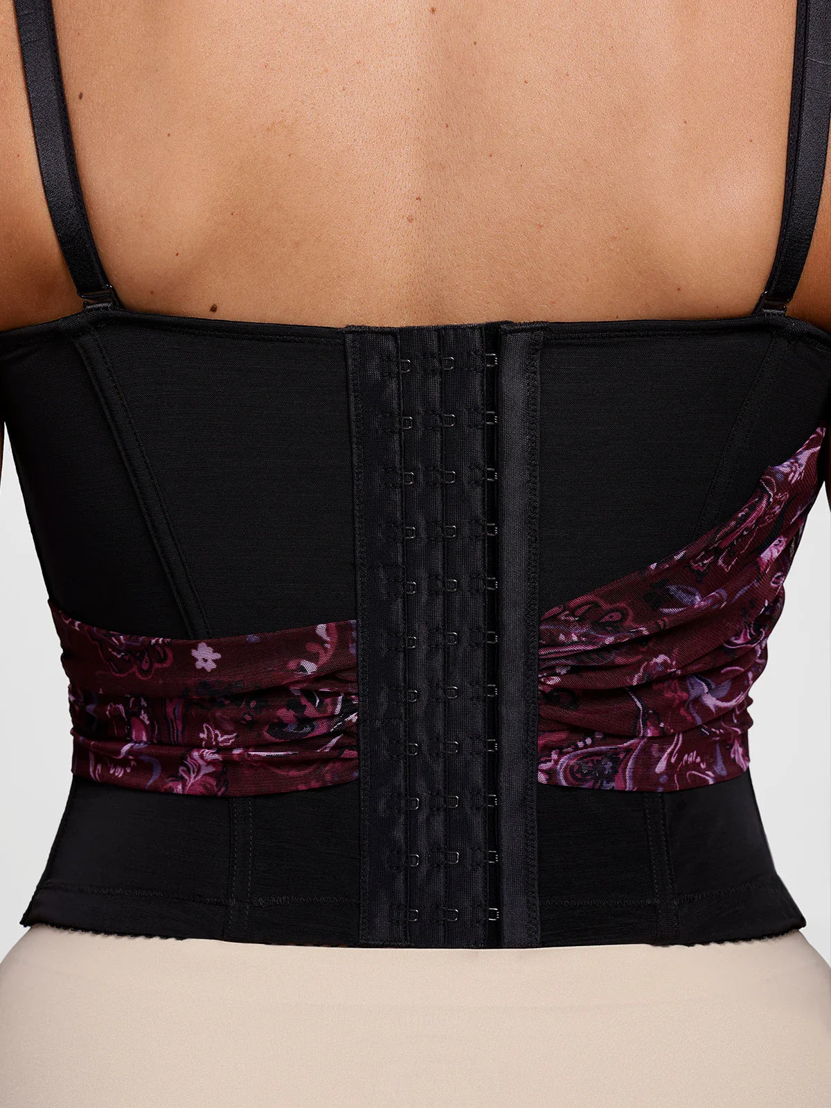 Shapewear Paisley V Neck Mesh Cami Corset Top