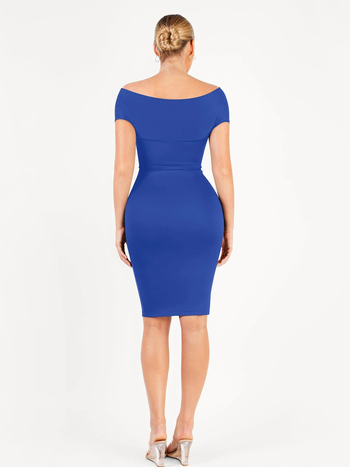 Shapewear Ruched Off-Shoulder Sculpting Midi Dress