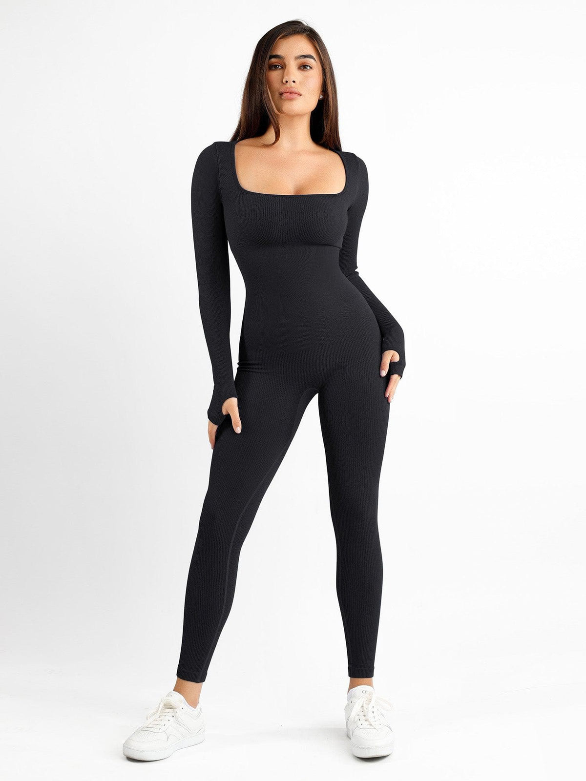 Shapewear Long Sleeve Seamless Thumb Hole Jumpsuit