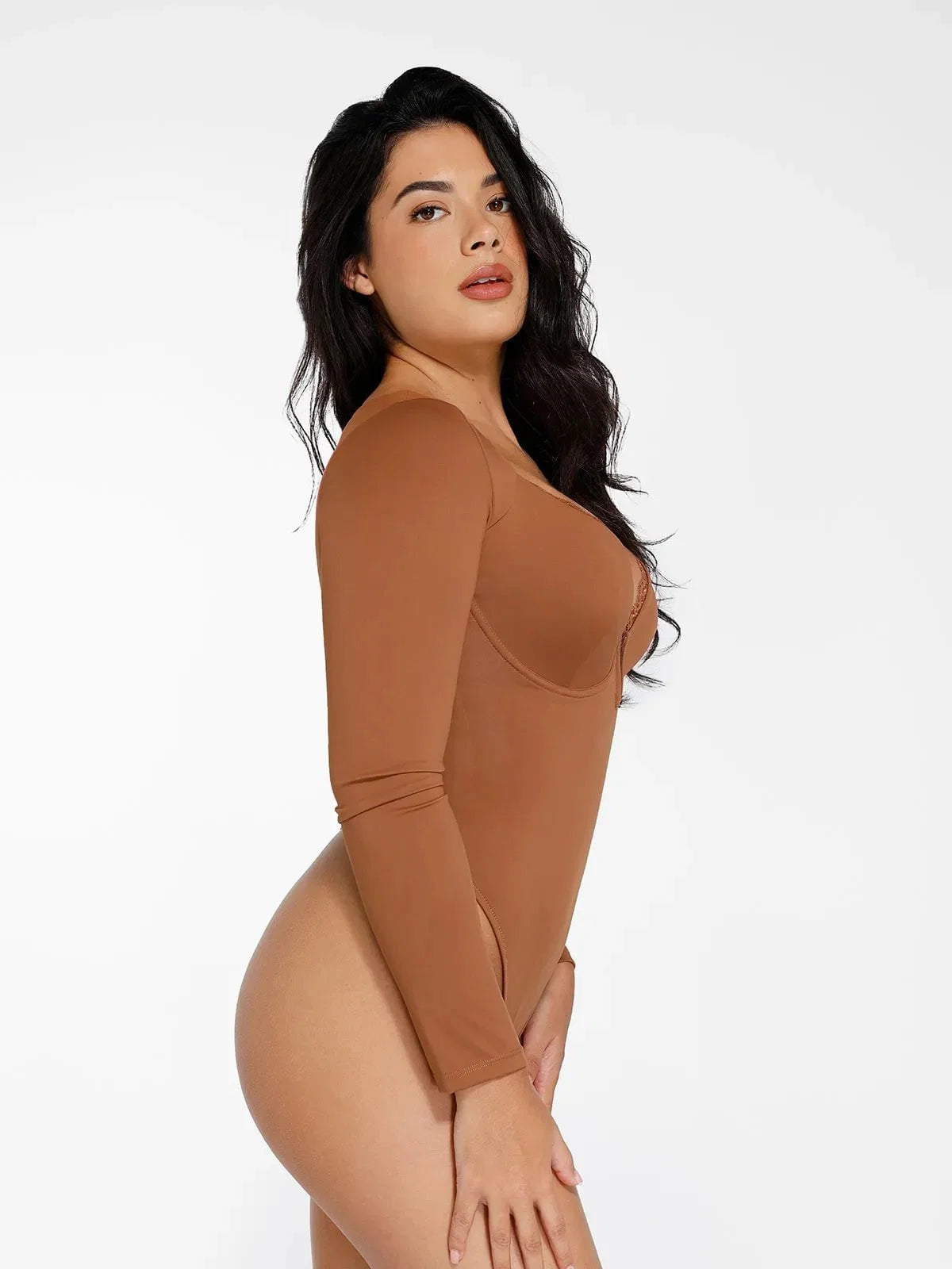 Shapewear Sculpting Lace Trim Bodysuit Midi Wrap Skirt Set