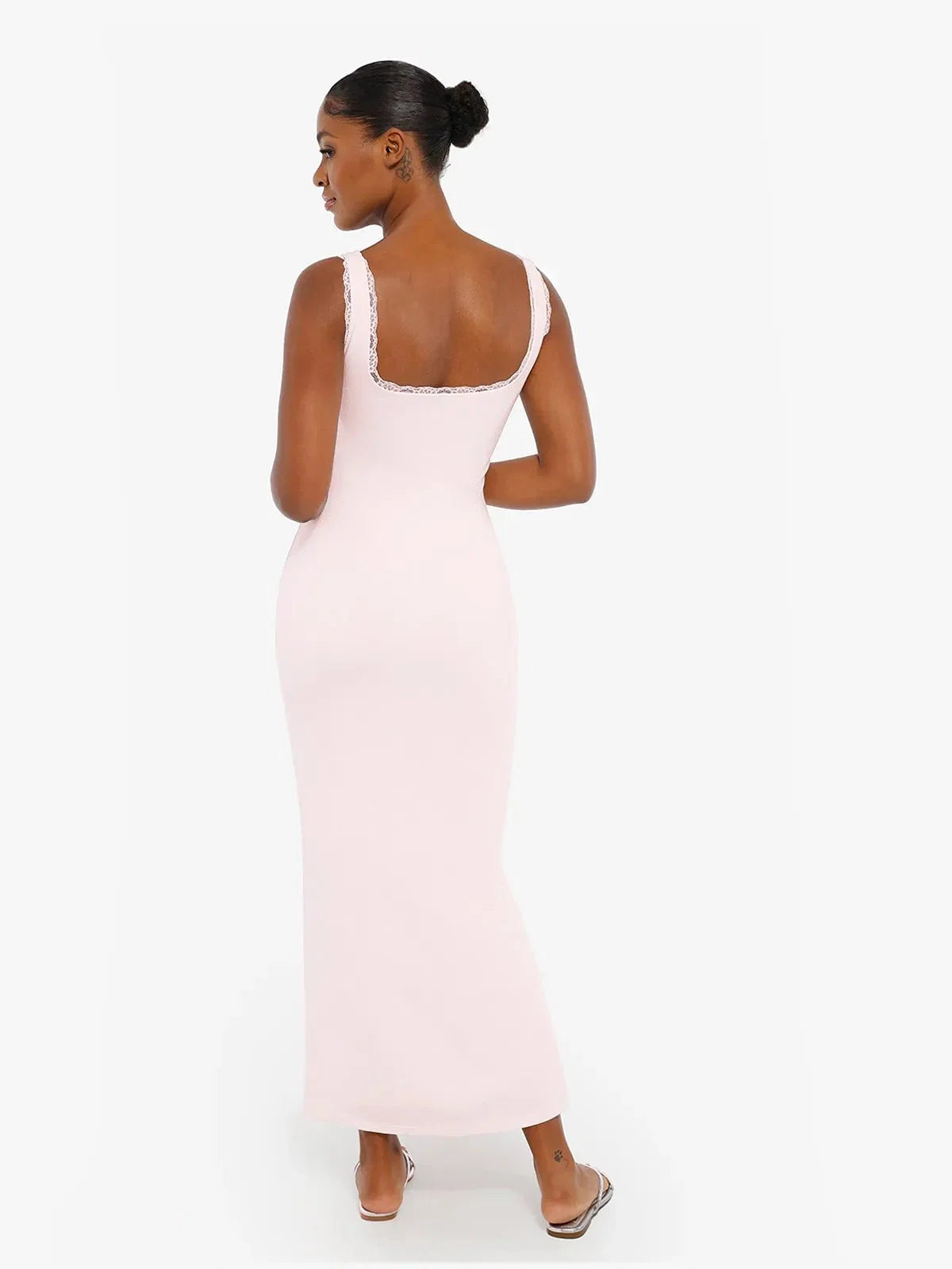 Contouring Shapewear Square Neck Modal Henley Maxi Dress