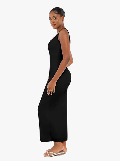 Contouring Shapewear Square Neck Modal Henley Maxi Dress