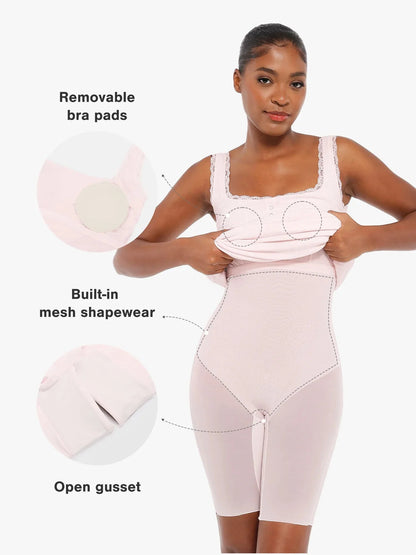 Contouring Shapewear Square Neck Modal Henley Maxi Dress