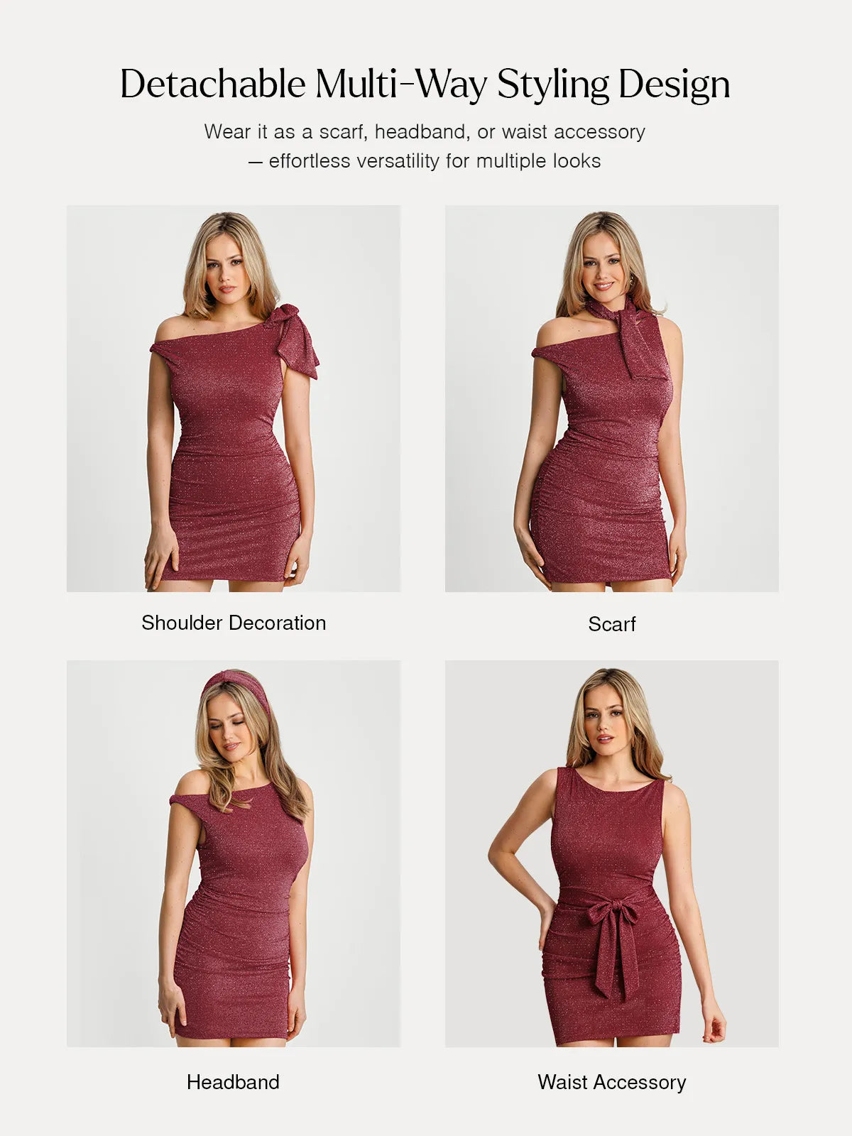 Asymmetric Shoulder Tie Ruched Sculpting Mini Dress