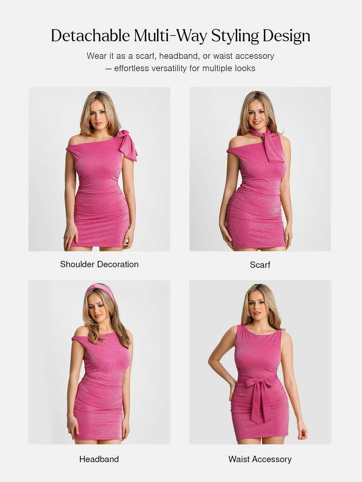 Asymmetric Shoulder Tie Ruched Sculpting Mini Dress