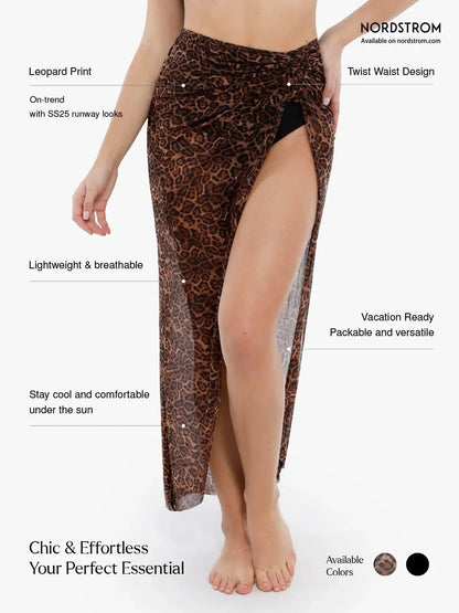 Bias Twist Mesh Design Sarong Coverup
