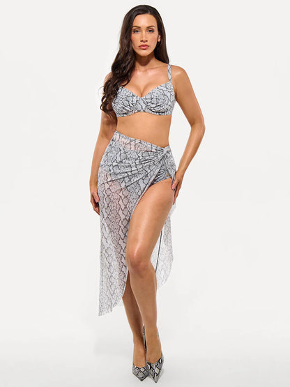 Bias Twist Mesh Design Sarong Coverup