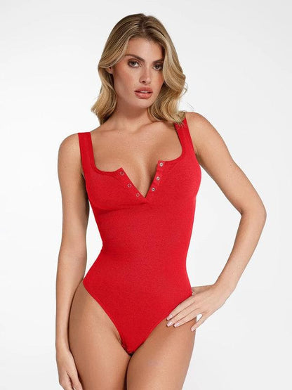 Day To Night Set Square Neck Tank Bodysuit Built-in Shapewear Pants