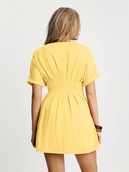 Deep V Zip Front Two-Piece Sculpting Mini Dress