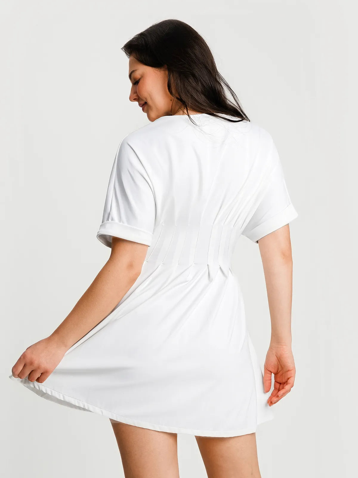 Deep V Zip Front Two-Piece Sculpting Mini Dress