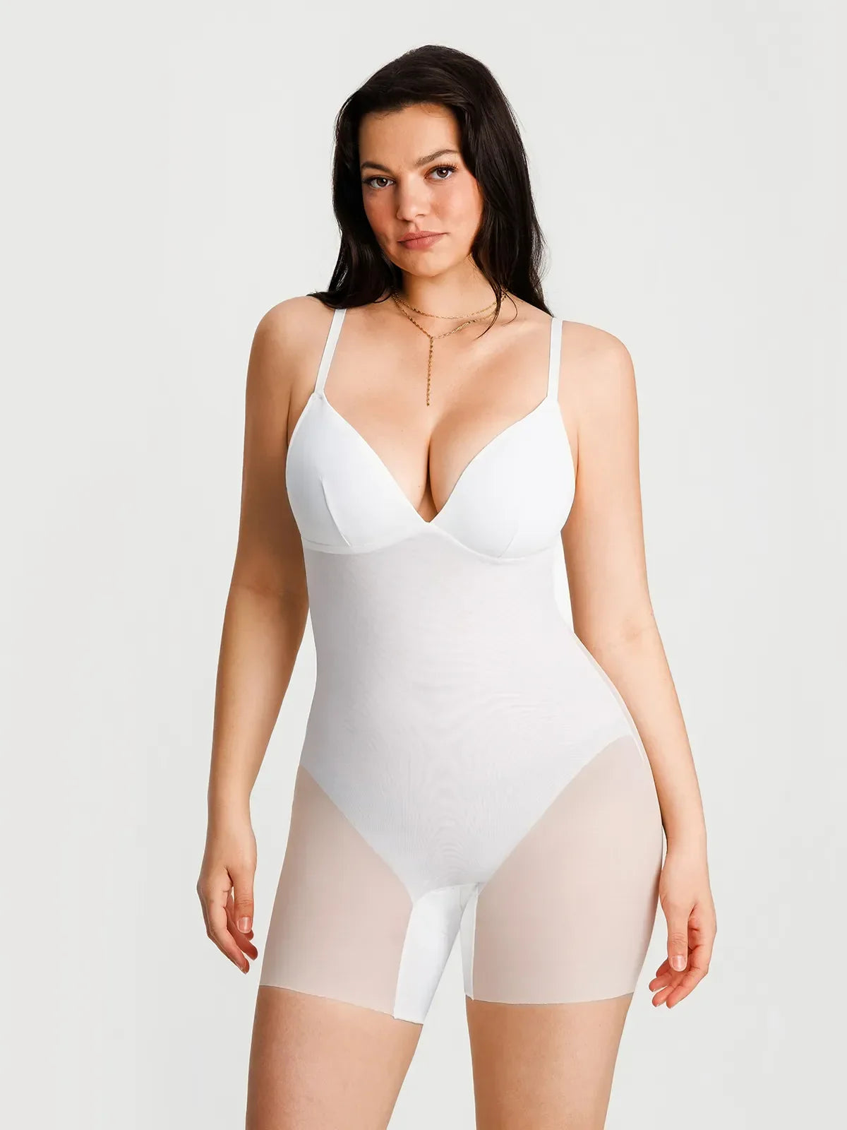 Deep V Zip Front Two-Piece Sculpting Mini Dress