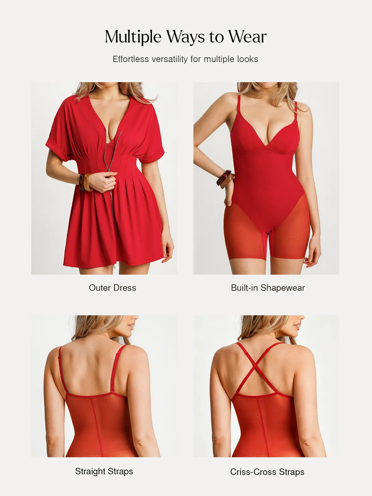 Deep V Zip Front Two-Piece Sculpting Mini Dress
