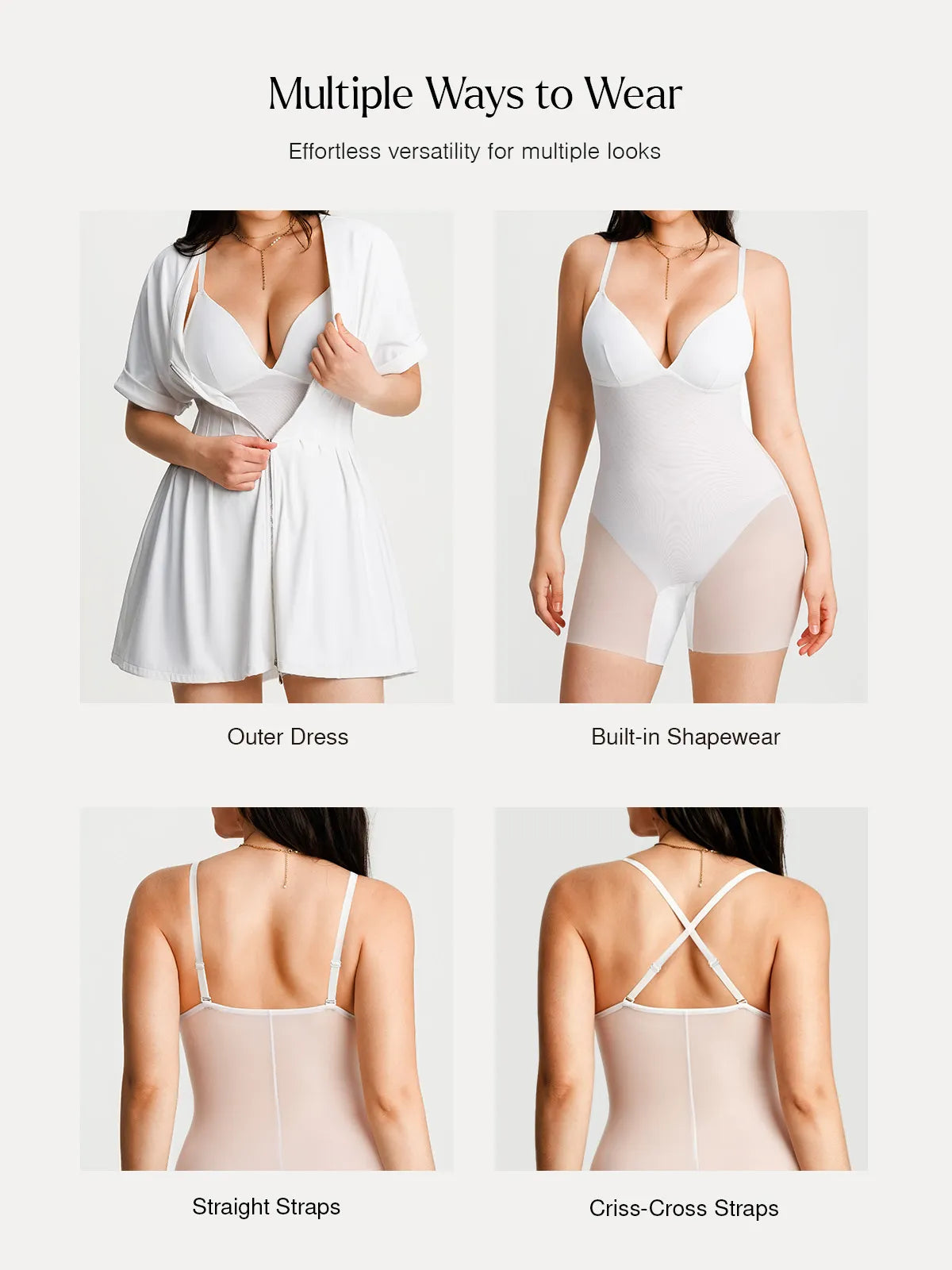 Deep V Zip Front Two-Piece Sculpting Mini Dress