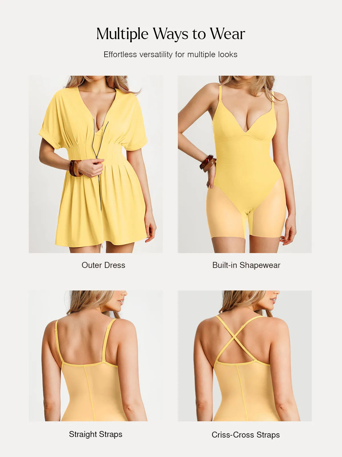 Deep V Zip Front Two-Piece Sculpting Mini Dress