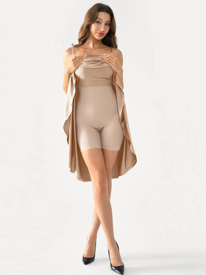 Shapewear Cowl Neck Strappy Fit & Flare Midi Dress