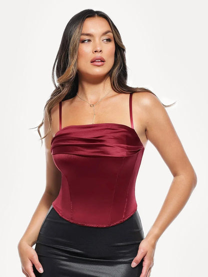 Draped Sculpting Floral-Print Camisole Top