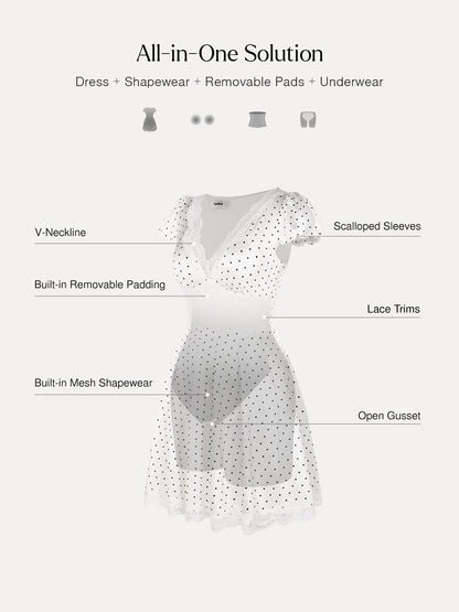 Lace Trim Sculpting Fit & Flare Mini Dress