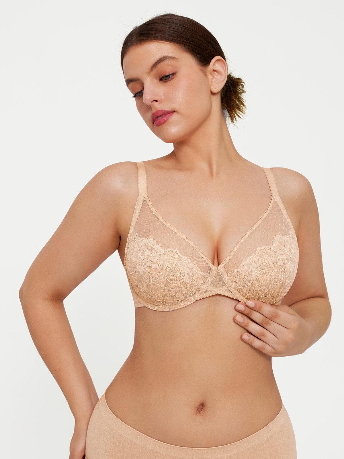 Lightweight Underwire Minimizer Lace Mesh Bra