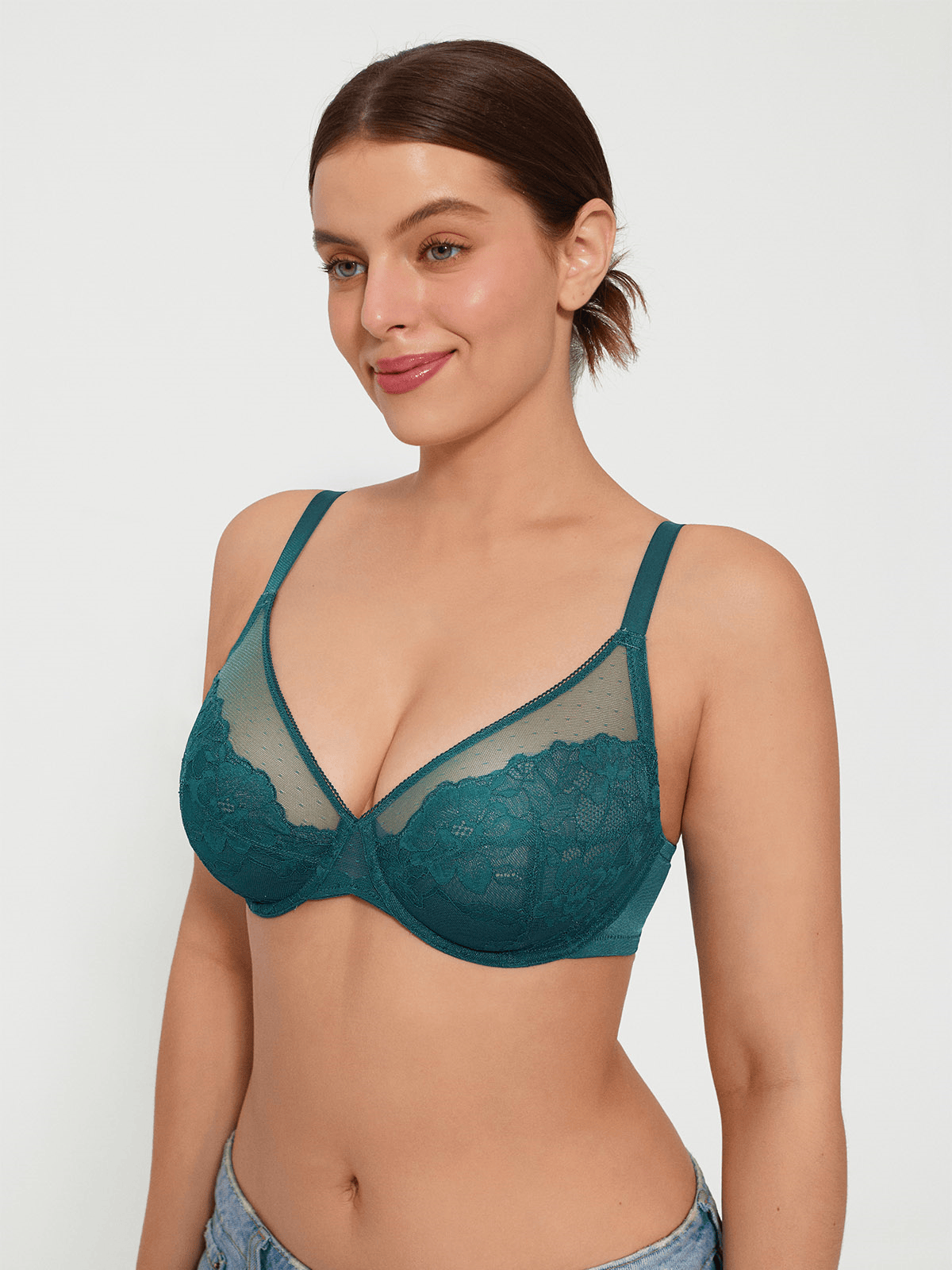 Lightweight Underwire Minimizer Lace Mesh Bra