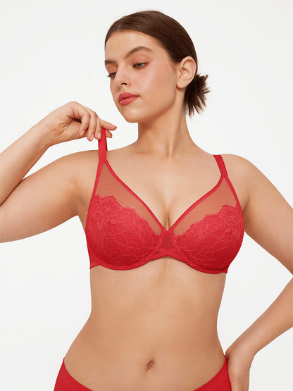 Lightweight Underwire Minimizer Lace Mesh Bra
