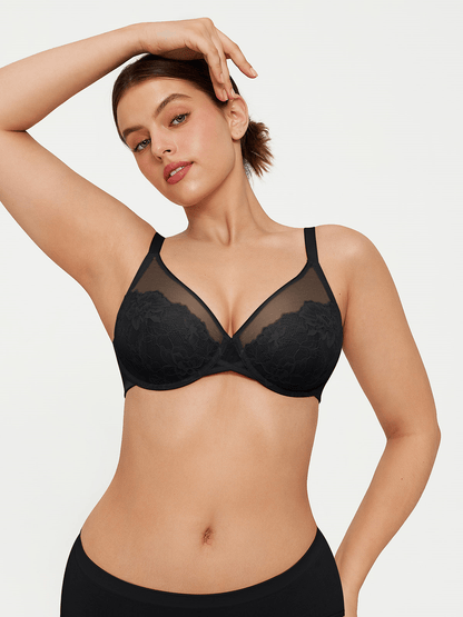 Lightweight Underwire Minimizer Lace Mesh Bra