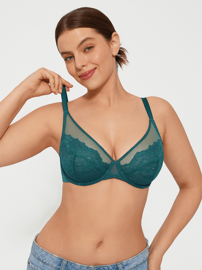 Lightweight Underwire Minimizer Lace Mesh Bra