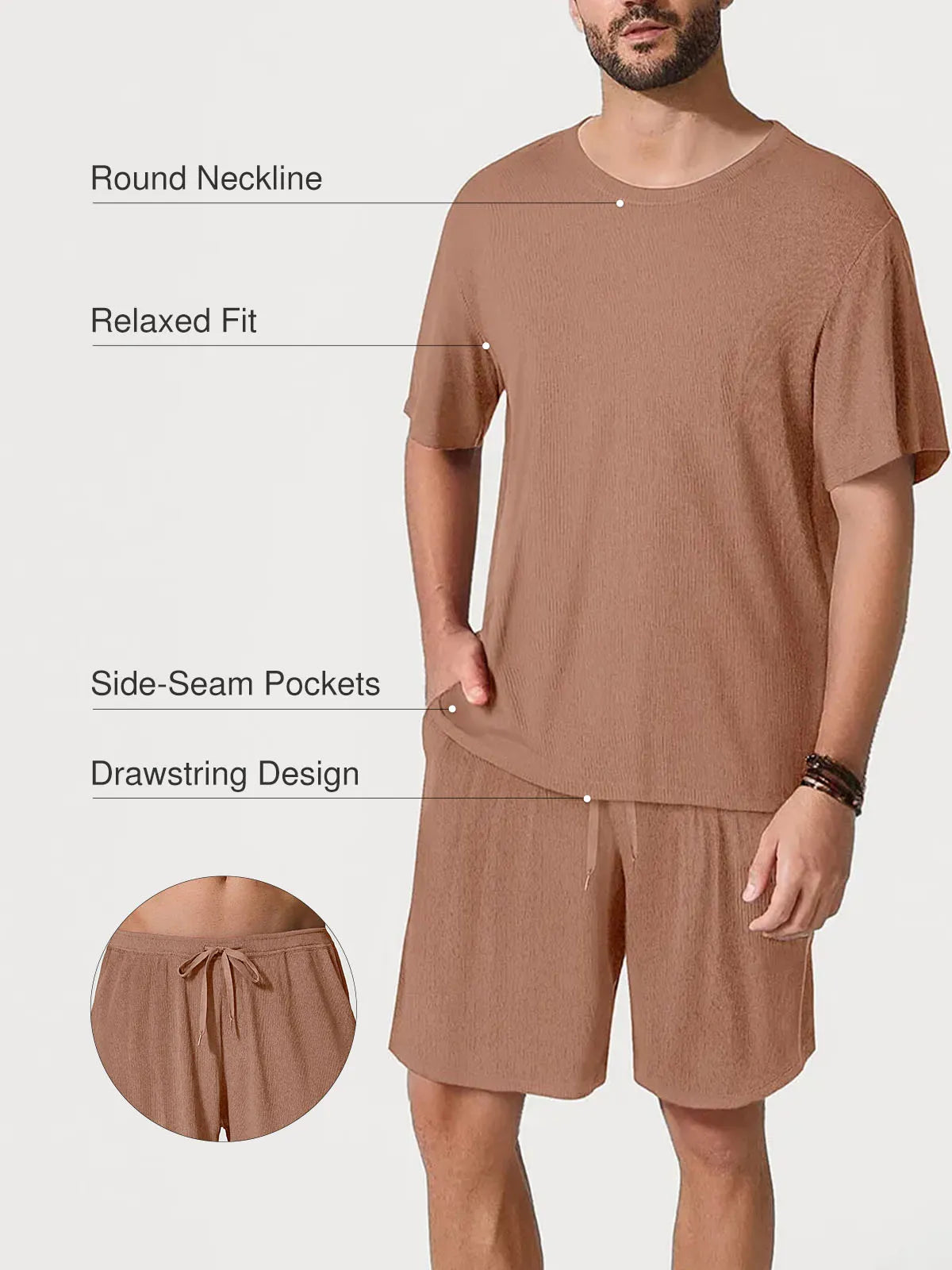 Men's Modal Crew Neck Short PJ Set