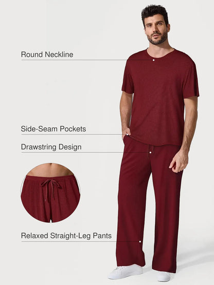 Men's Modal Short Sleeve & Pant PJ Set
