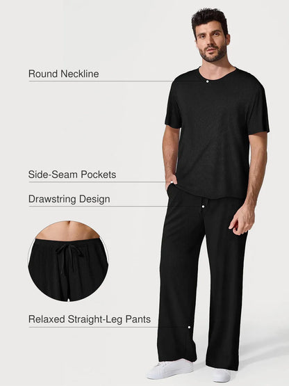 Men's Modal Short Sleeve & Pant PJ Set