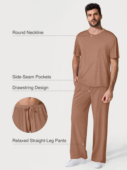 Men's Modal Crew Neck Short Sleeve & Pant PJ Set