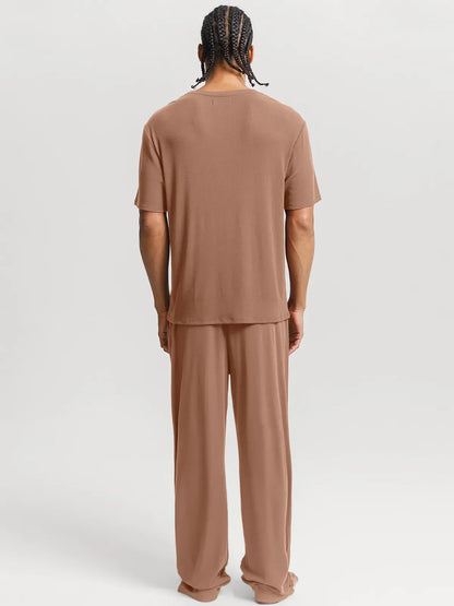 Men's Modal Crew Neck Short Sleeve & Pant PJ Set