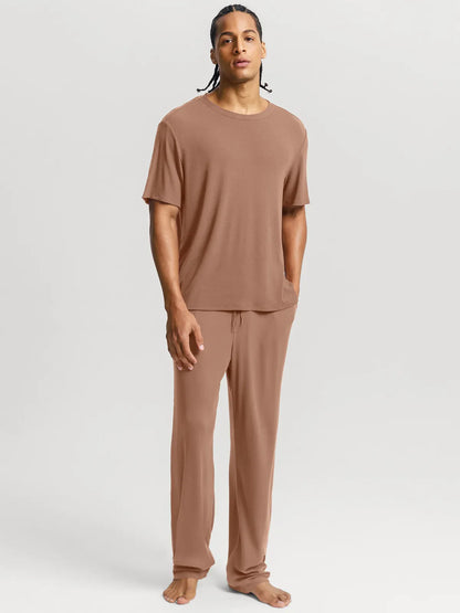 Men's Modal Short Sleeve & Pant PJ Set