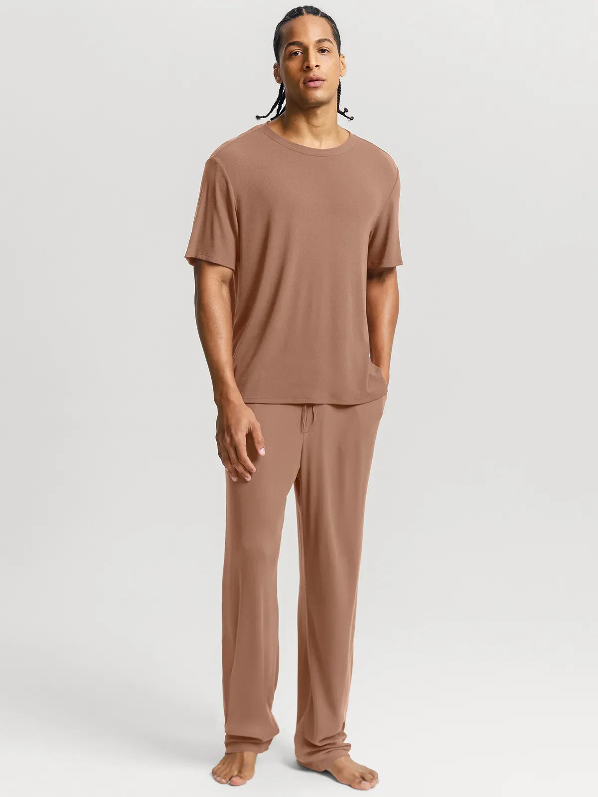 Men's Modal Crew Neck Short Sleeve & Pant PJ Set