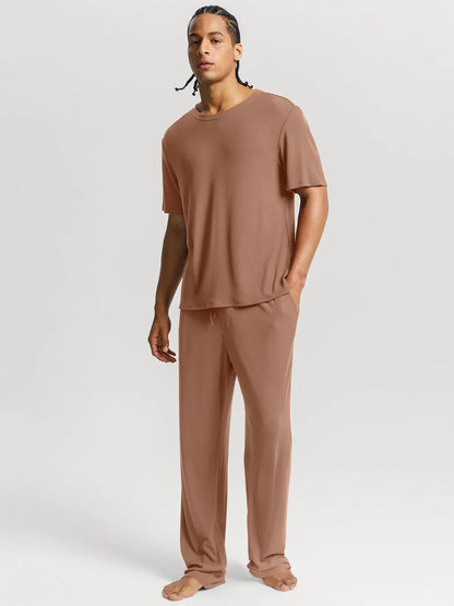 Men's Modal Short Sleeve & Pant PJ Set