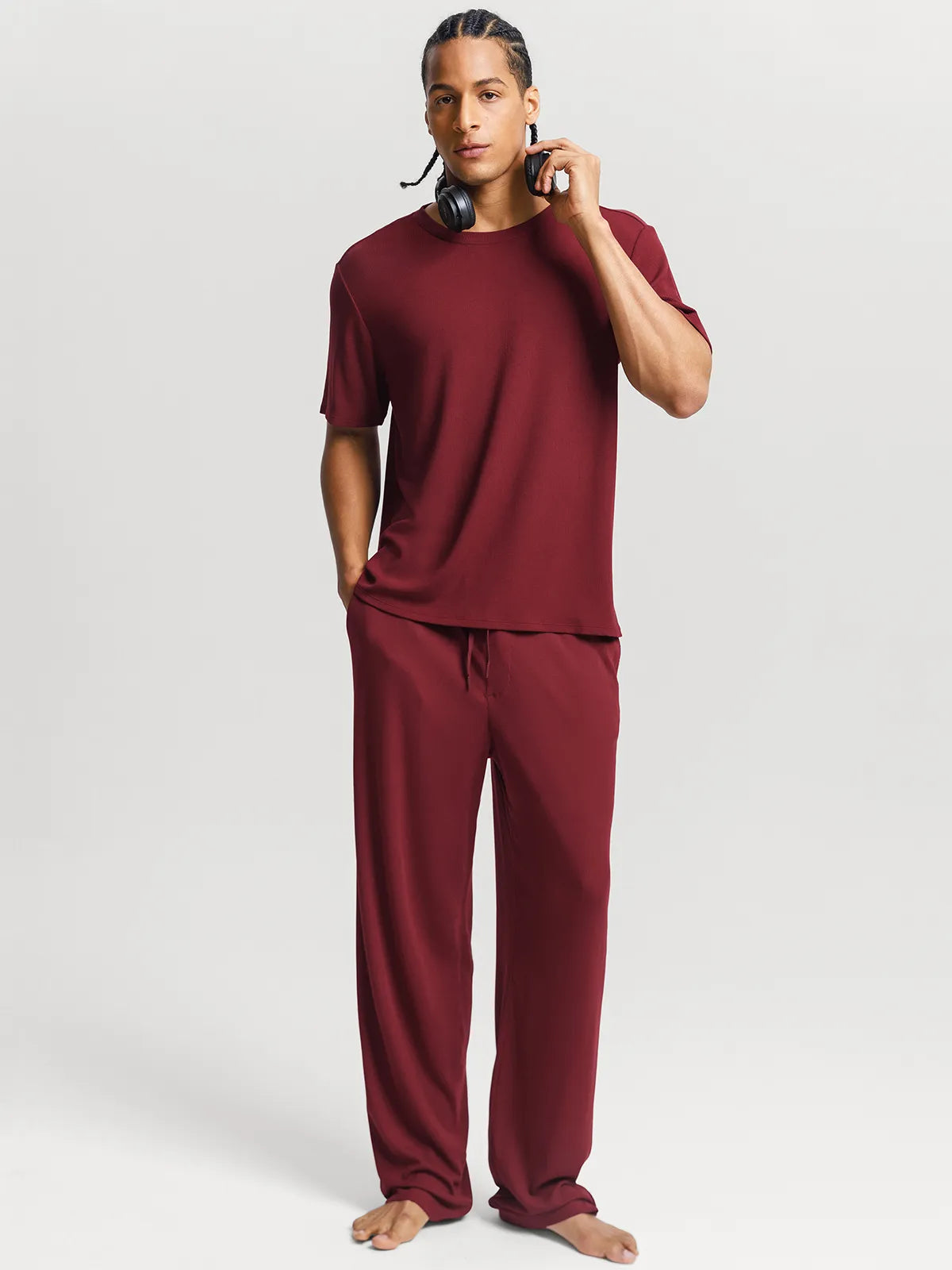 Men's Modal Short Sleeve & Pant PJ Set