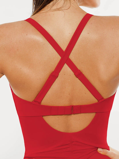 Shapewear Mesh Inset Tie-Side Sculpting One-Piece Swimsuit