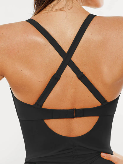 Shapewear Mesh Inset Tie-Side Sculpting One-Piece Swimsuit