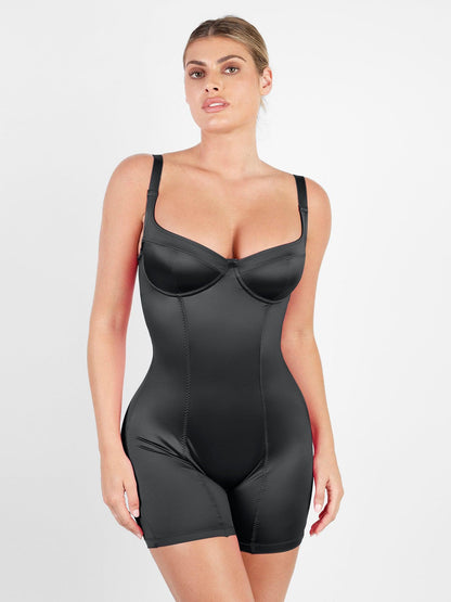 The Shapewear Romper Metallic Shiny One Piece Mid Thigh For Insiders