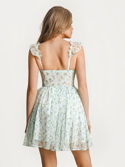 Off-The-Shoulder Sculpting Corset Fit & Flare Mini Dress