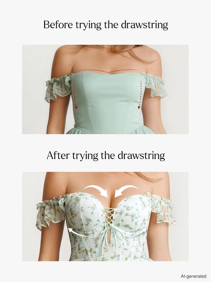 Off-The-Shoulder Sculpting Corset Fit & Flare Mini Dress