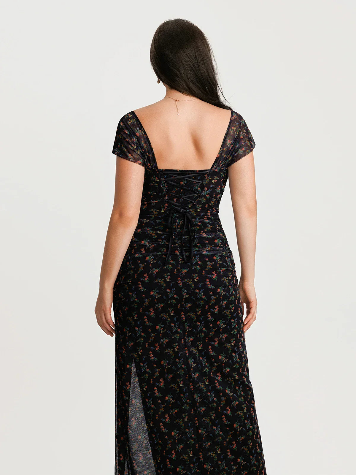 Off-The-Shoulder Sculpting Floral Print Maxi Dress