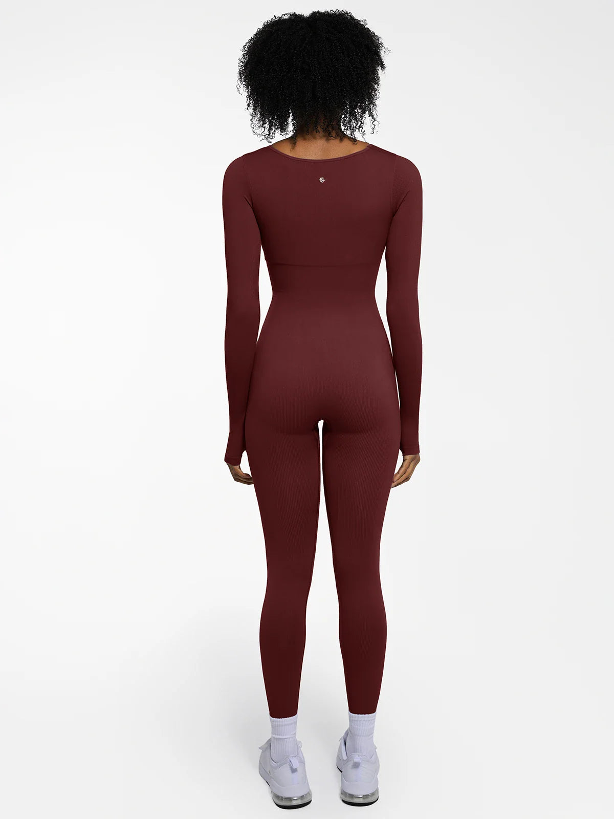 Popilush Ribbed U Neck Built-in Bra Tummy Control Jumpsuit