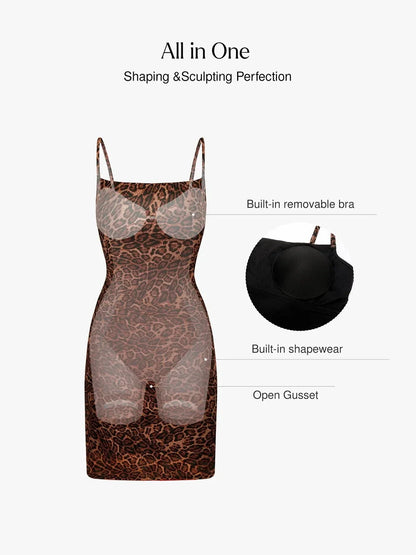 Shapewear Mesh Tummy Control Adjustable Strap Slip Dress