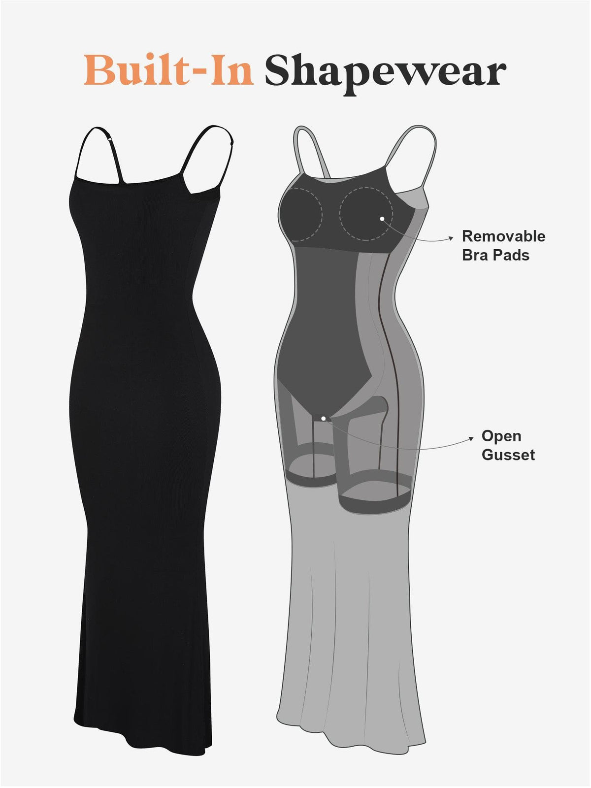 Shapewear Slip Dress Mesh Top Set