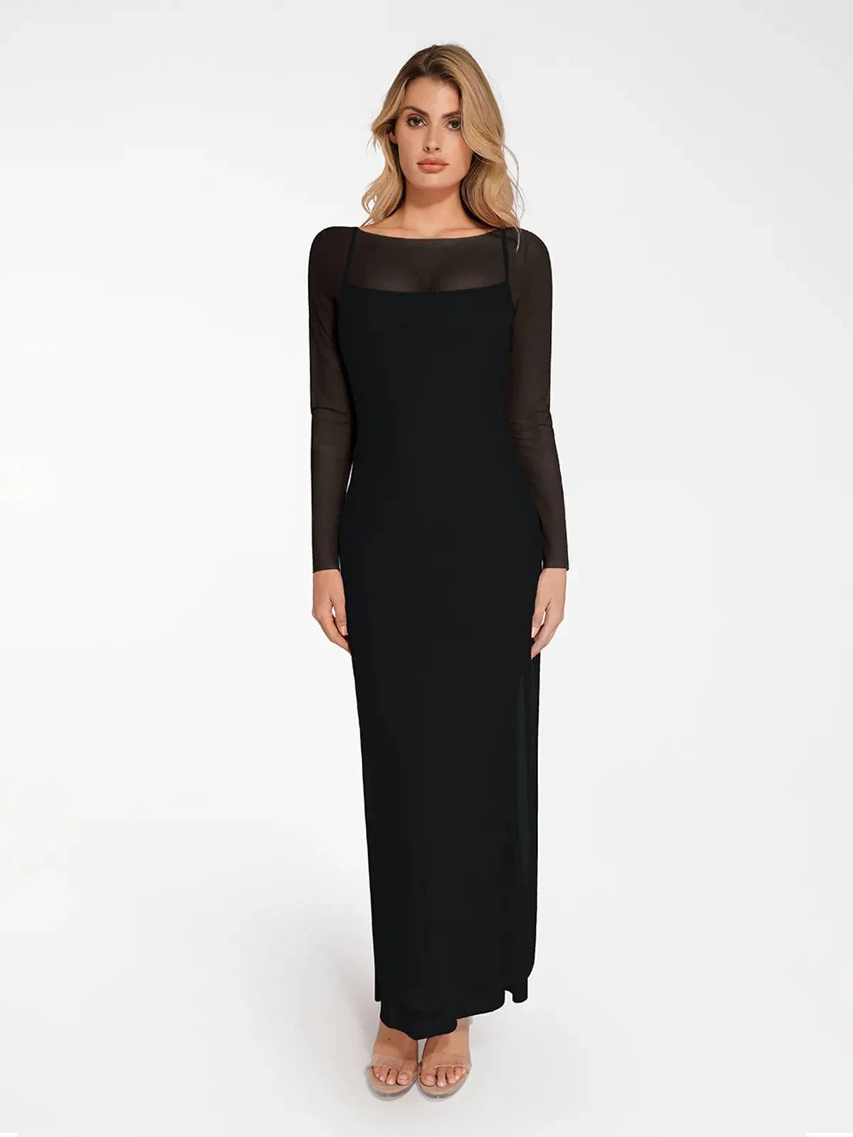 Shapewear Modal Dress Sheer Mesh Cover-Up Set