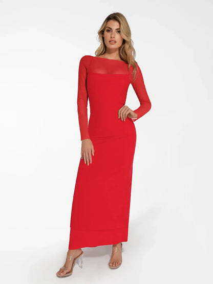 Shapewear Modal Dress Sheer Mesh Cover-Up Set