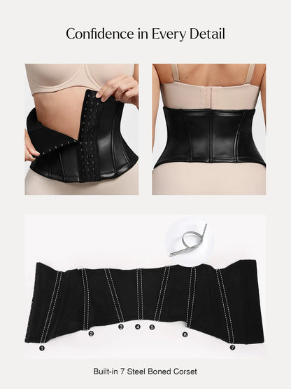Sculpting Leather Corset Boned Waist Cincher